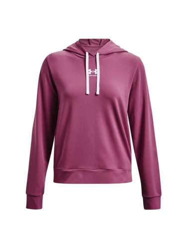 Under Armour RIVAL TERRY HOODIE Дамски суитшърт, винен, размер