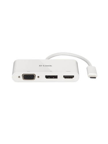 Докинг станция D-Link DUB-V310, от 1x USB C към 1x DisplayPort, 1x HDMI, 1x VGA, бяла