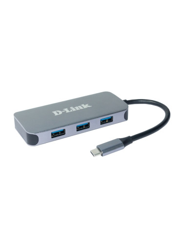 Докинг станция D-Link DUB-2335, от USB C към 1x USB C(PD), 3x USB A, 1x HDMI, 1x RJ45, сива