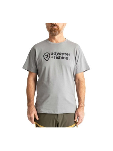 ADVENTER & FISHING COTTON SHIRT WHITE & BLUEFIN Мъжка тениска, сиво, размер