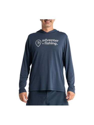 ADVENTER & FISHING UV HOODIE SAND Мъжка функционална UV тениска, тъмносин, размер