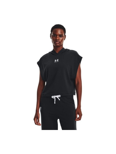 Under Armour UA RIVAL TERRY SS HOODIE Дамски суитшърт за фитнес, черно, размер