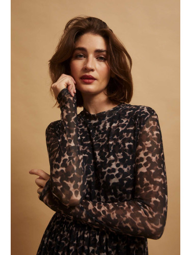 Marisse Beige Leopard Print Midi Dress