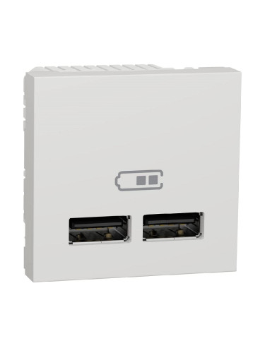 Розетка USB-A, двойна, 2.4A, 10.5W, за вграждане, цвят бял, New Unica, Schneider, NU341818