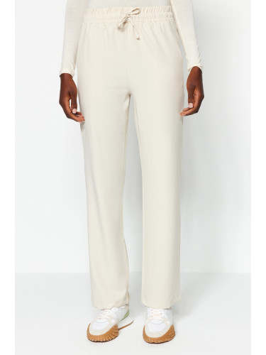 Trendyol Stone Straight/Straight Cut Elastic Waist Woven Trousers