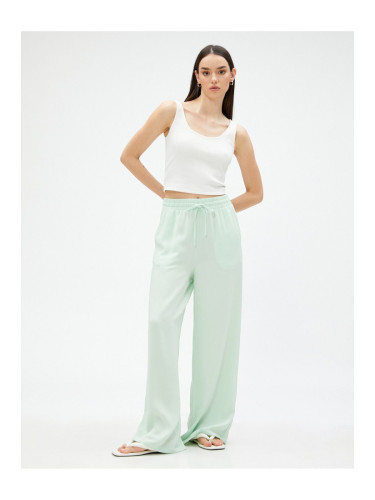 Koton Wide Leg Trousers With Pocket Tie Waist