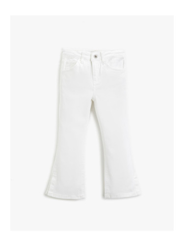 Koton Spanish Leg Jeans with Pockets Cotton Slit Detail - Flare Jean with Adjustable Elastic Waist