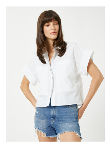 Koton Standard Shirt Collar Plain Off-White Women's Shirts 3sak60018pw
