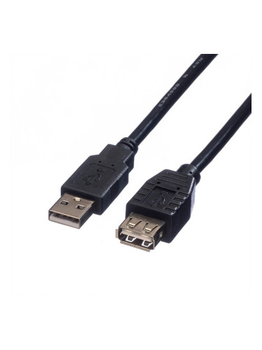 Kabel Roline 11.02.8947, от USB A(м) към USB A(ж), 0.8m, черен