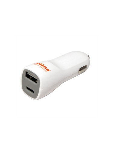 Зарядно за кола Roline 19.07.1053, от автомобилна запалка към USB A(ж) / USB C(ж), бяло