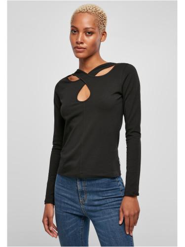 Women's crossed cutout with long sleeves black