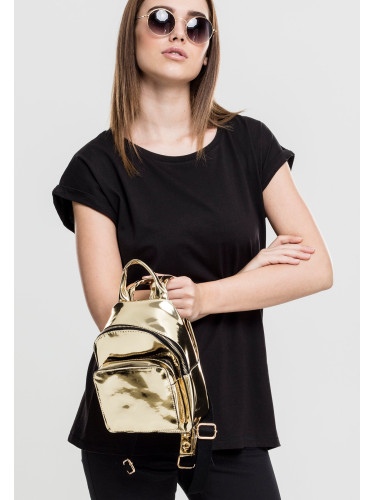 Mini Metallic Backpack Gold