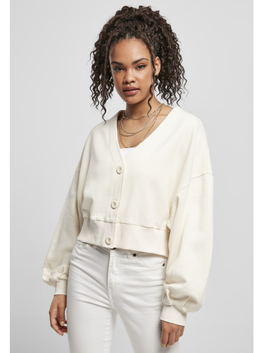 Women's Organic Oversized Short Terry Cardigan Whitesand