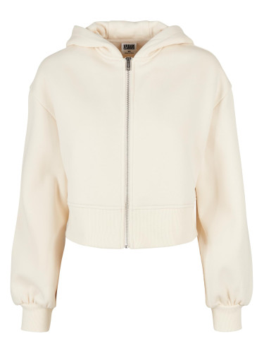 Women's Short Oversized Jacket with Zipper Whitesand