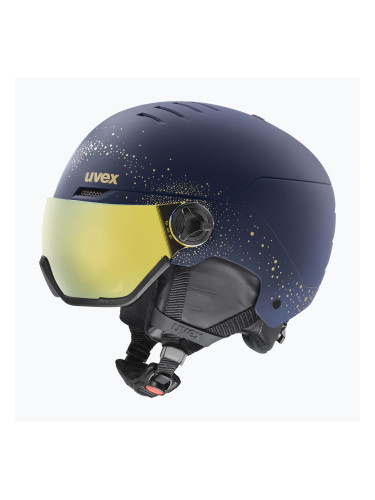 Дамска ски каска UVEX Wanted Visor WE fleece sparkles/gold matt/mirror gold smoke