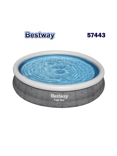 Басейн с надуваем ринг, сив ратан, 366x76 см, Bestway 57443 Fast Set, 5377 литра