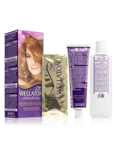 Wella Wellaton Intense перманентната боя за коса с арганово масло цвят 8/74 Caramel Chocolate 1 бр.