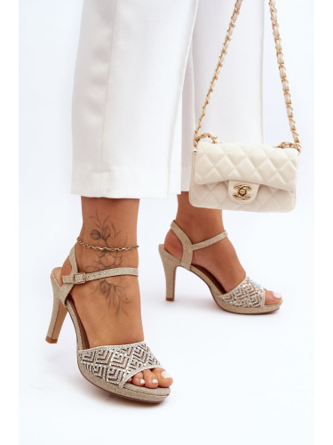 Embellished D&A Gold high-heeled sandals