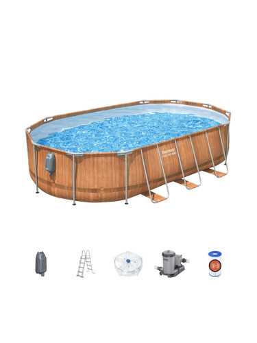 Басейн с метална конструкция сглобяем 610x366x122см, Bestway 56719 Steel Pro MAX - с филтърна помпа и стълба