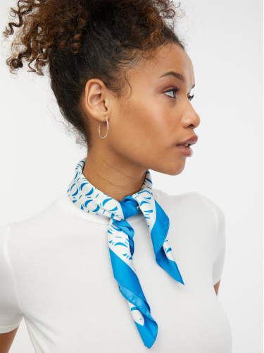 Blue-and-white women's patterned satin scarf ORSAY