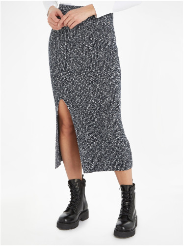 Navy blue women's sweater midi skirt with Tommy Hilfiger wool