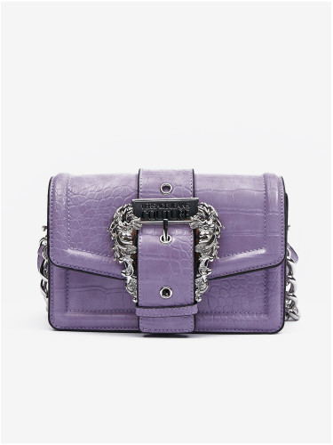 Purple women's handbag with crocodile pattern Versace Jeans Couture