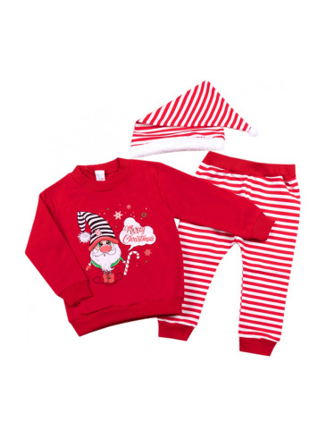  Коледен комплект от блуза с Джудже и надпис Merry Christmas, панталон