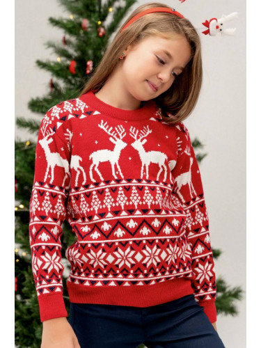 Детски коледен пуловер в червено за момче или момиче 783569