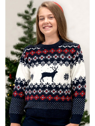 Детски коледен пуловер с елен за момиче 241258