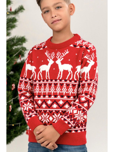 Детски коледен пуловер в червено за момче 7474125