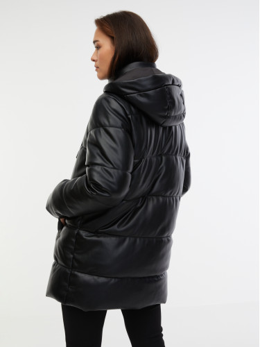 Orsay Women's Black Quilted Leatherette Coat - Women's