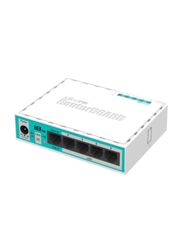 Рутер MikroTik hEX lite RB750R2, 1x WAN 10/100 Mbps, 4x LAN 10/100 Mbps, PoE, 64MB RAM, 16MB Flash памет
