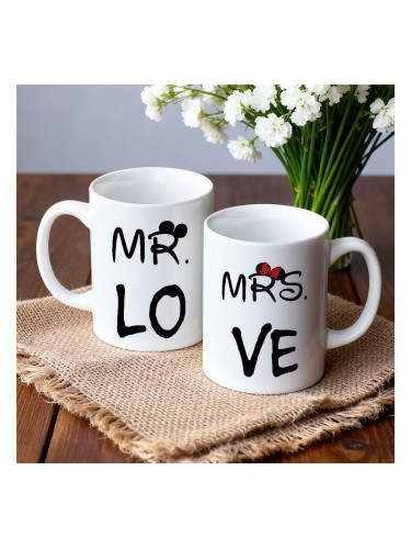 Комплект чаши за двойки - Mr & Mrs Love