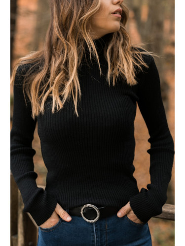 XHAN Black Turtleneck Sweater