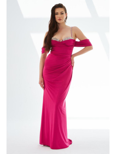 Carmen Fuchsia Sandy Strappy Long Evening Dress