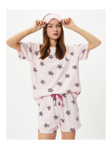 Koton Shorts Pajama Set Short Sleeve Crew Neck Printed