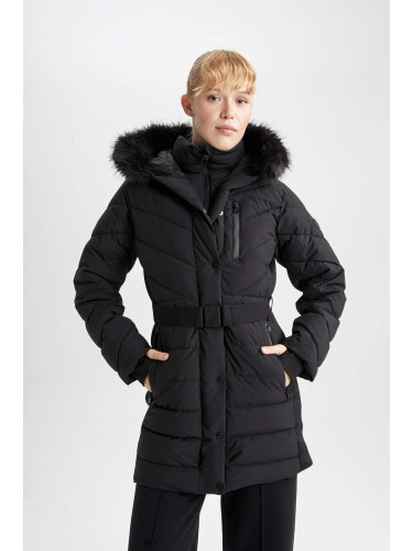 DeFactoFit Water Repellent Slim Fit Faux Fur Puffer Jacket