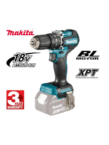 Винтоверт акумулаторен, ударен, Makita DHP487Z, 18V, LXT, 40Nm, безчетков мотор