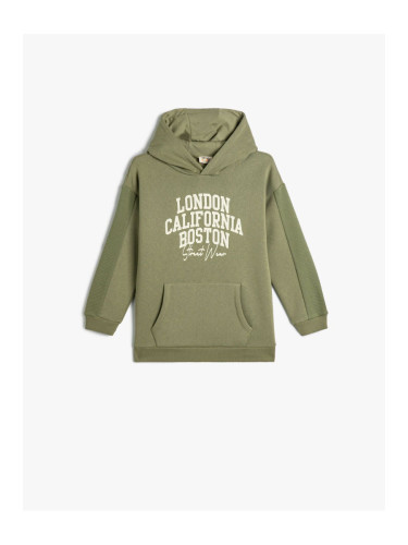 Koton Hooded Sweatshirt City Printed Kangaroo Pocket Raised Cotton