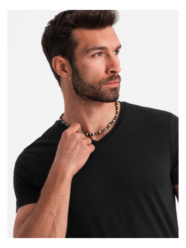 Ombre BASIC men's classic cotton T-shirt with a crew neckline - black