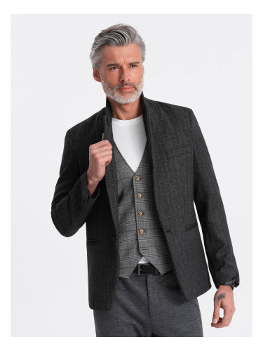 Ombre Stylish men's jacquard blazer with delicate stripes - graphite