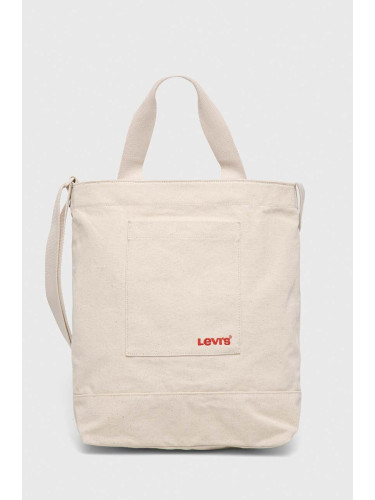 Памучна чанта Levi's в бежово