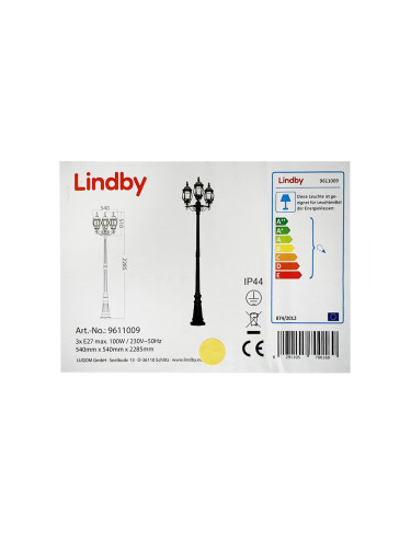Lindby - Екстериорна лампа 3xE27/100W/230V IP44