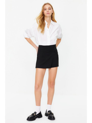 Trendyol Black Knot Detailed Woven Shorts Skirt