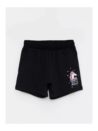 LC Waikiki Black&small Basic Girls' Shorts with an Elastic Waist.