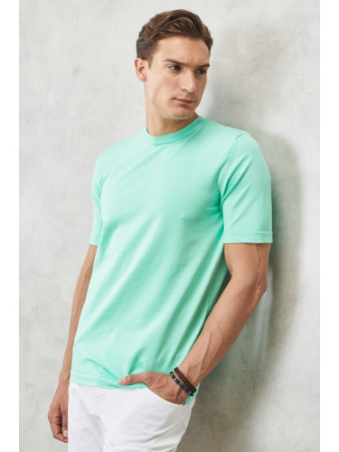 ALTINYILDIZ CLASSICS Men's Mint Standard Fit Normal Cut Crew Neck Plain Knitwear T-Shirt