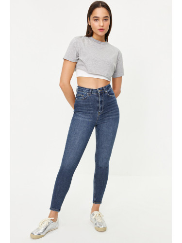 Trendyol Dark Blue Vintage High Waist Skinny Jeans