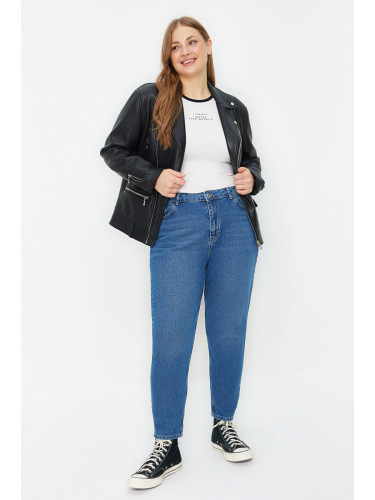 Trendyol Curve Dark Blue High Waist Mom Jeans
