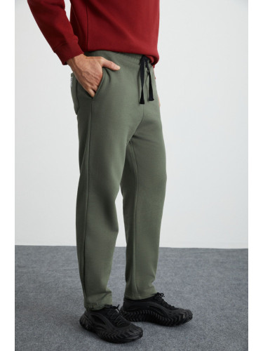 GRIMELANGE Internal Men's Soft, Comfortable Elastic Leg, Comfortable, Raised Khaki Sweatpant