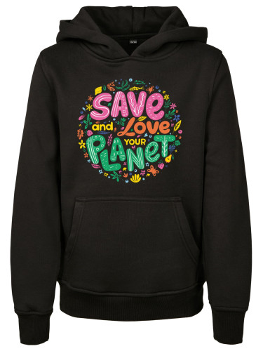 Kids Save And Love Hoody Black